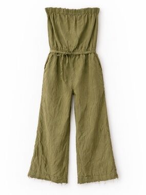 Cloth & Stone Olive Green Strapless Jumpsuit Small Wide Leg Resort Vacation